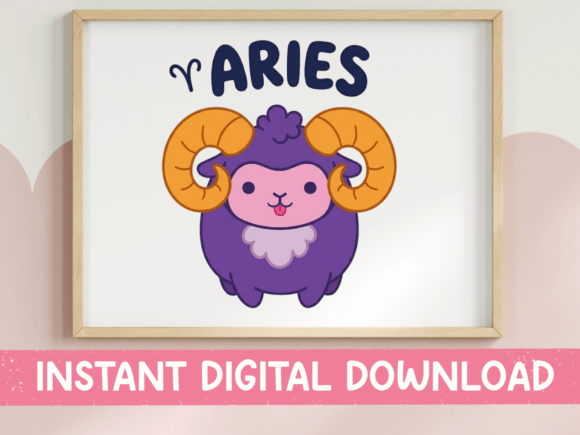 Aries Zodiac Purple Ram SVG for T-Shirt Designs