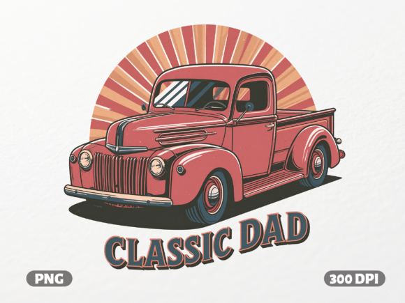 Classic Dad Vintage Truck PNG Graphics