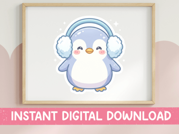 Earmuff Penguin Winter Cute Sticker SVG Graphics