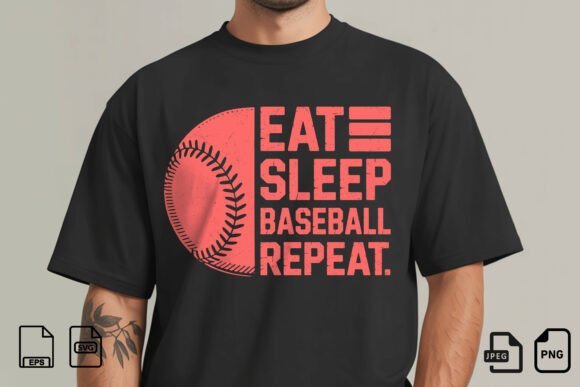 Eat Sleep Baseball Repeat SVG Graphics