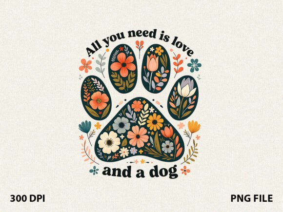 Floral Love Dog Mom T-Shirt Graphics Freebies