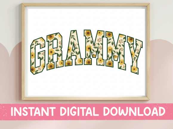 Grammy Sunflower Collegiate SVG PNG: Graphics for T-Shirt Designs