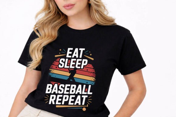 Graphics for T-Shirt Designs: Eat Sleep Baseball Repeat SVG PNG