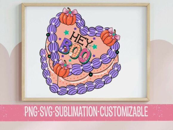 Hey Boo Cake SVG Halloween Birthday PNG
