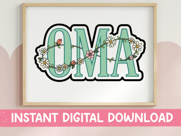 Oma Floral Sticker Design: Graphics for T-Shirt Designs