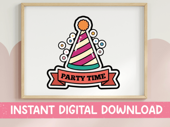 Party Time Birthday Hat Sticker Graphics